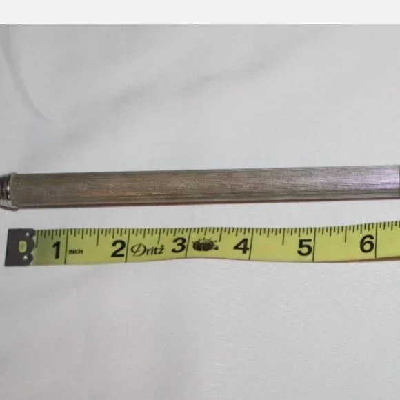 Vintage Hand Mirror Green Back 12.5 x 4.75 Inches Silver Tone Handle Art Deco - Picture 4 of 6